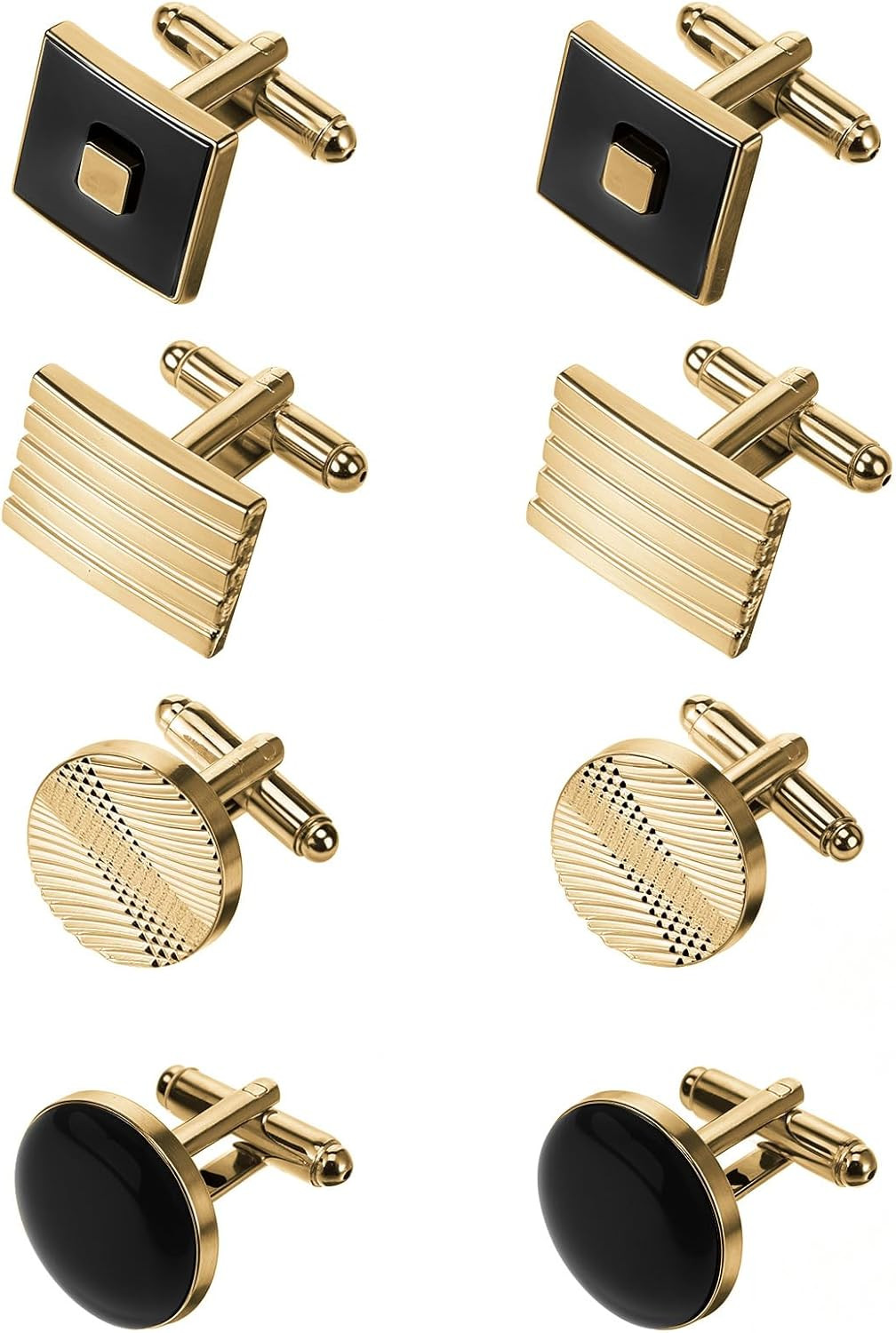 COMNICO 4 Pairs Cufflinks for Men Classic Tone Cuff Links Fashion Men Cufflinks
