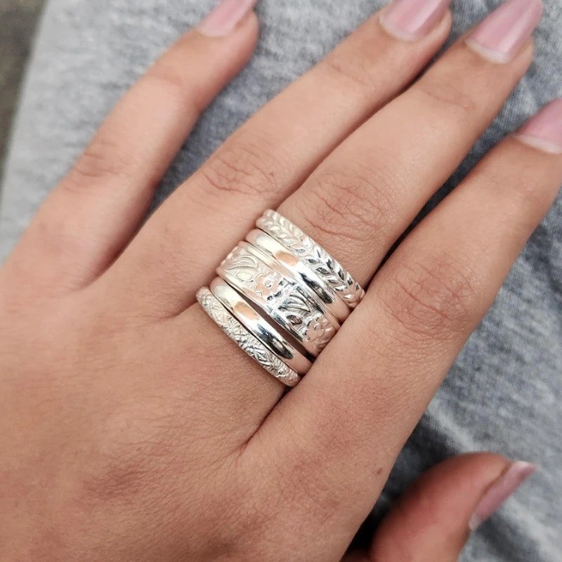 12 Set OF Stacking Silver Ring, 925 Sterling Silver, Dainty Silver Ring, – USA