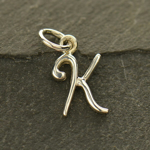 Sterling Silver 0.925 Initial Letter Script Alphabet Necklace Pendant Charm A-Z