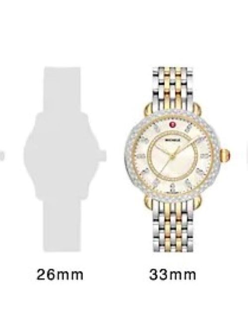 Michele Sidney Classic Two-Tone MOP Diamond Dial Ladies Watch MWW30B000002