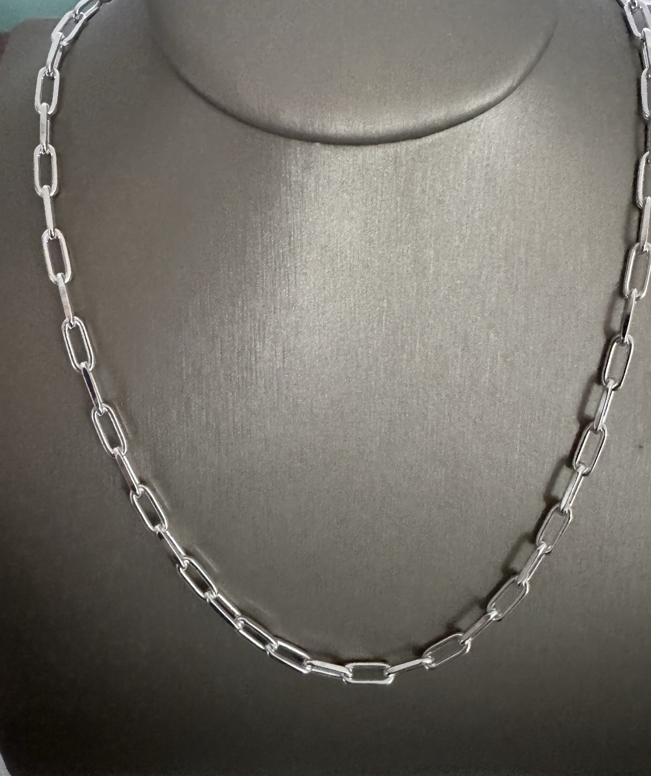Sterling Silver 925 Paperclip Solid Necklace Lobster Clasp Signed 20” 22.25g