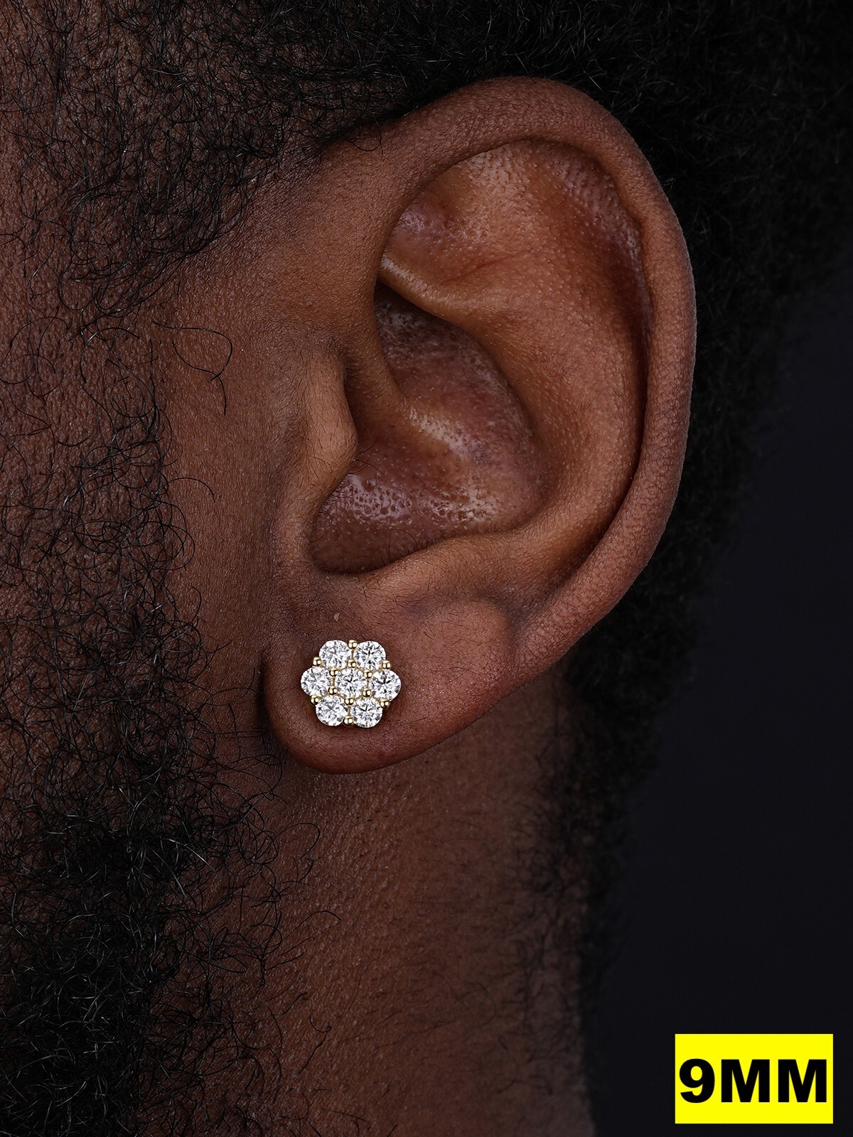 Moissanite Studs Iced Cluster Flower Set Earrings Real 14k Gold Over 925 Silver