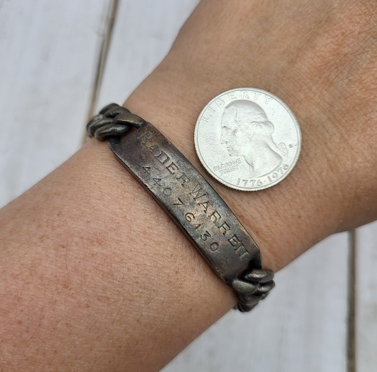 Vintage Napier 925 Sterling Silver ID Engraved Nameplate Curb Link Bracelet