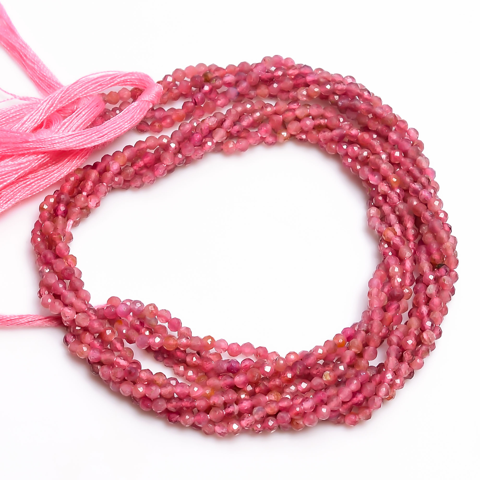 2 mm Natural Pink Tourmaline Faceted Round Rondelle Beads 33 cm Strand EB-56