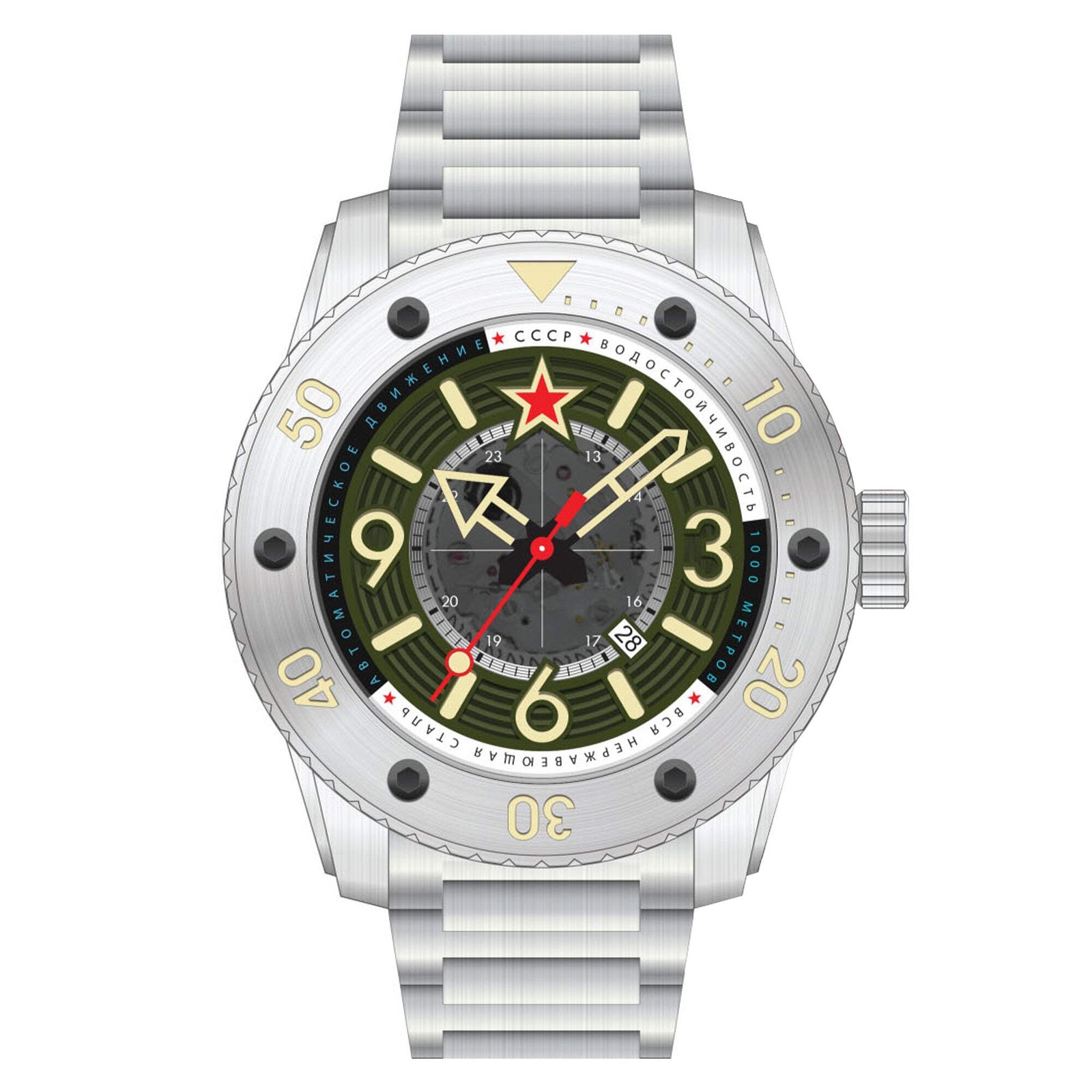 Barrakuda Limited Edition Silver / Green Green Dial Wristwatch CP-7094-33
