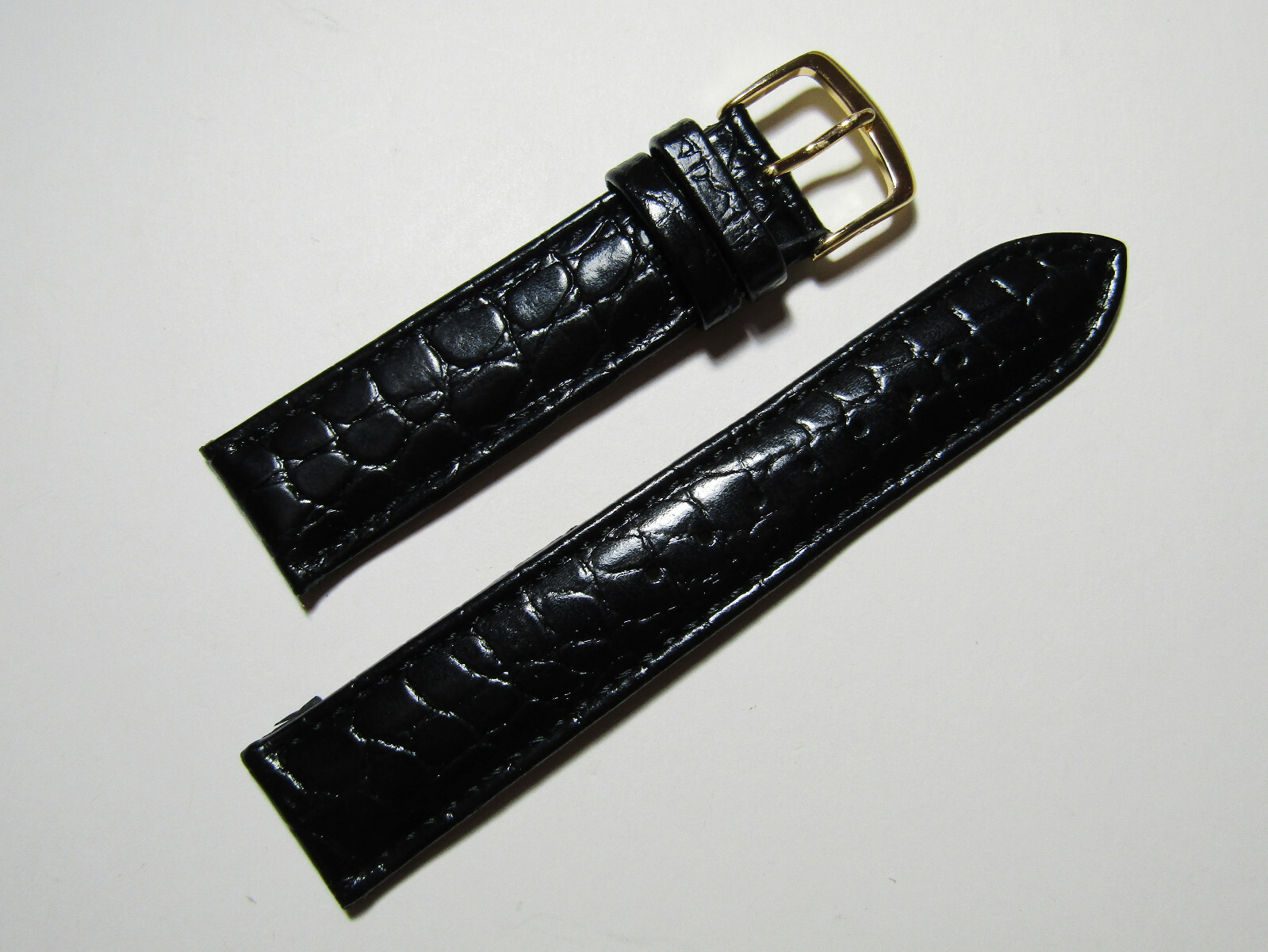 17mm Hadley-Roma Crocodile Embossed Black Leather Watch Band Strap MS717