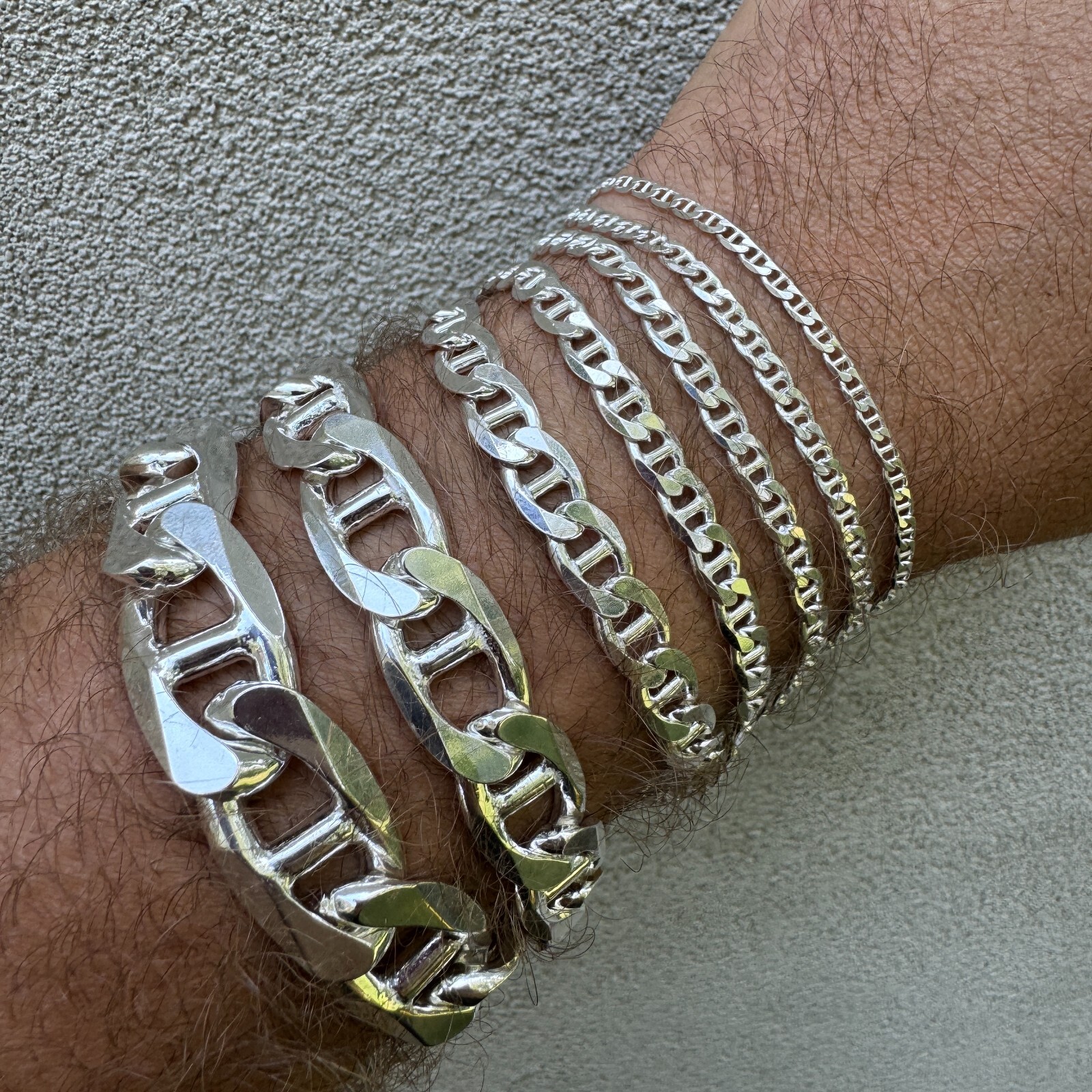 Real Solid 925 Sterling Silver Mariner Link Bracelet ITALY 2.5-16mm ITALY MADE