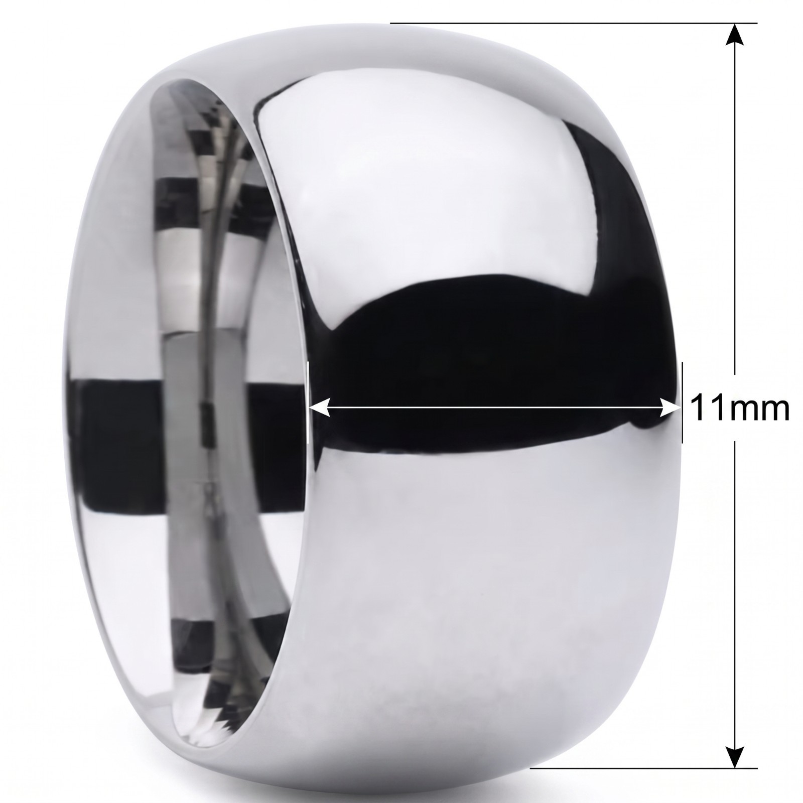 High Polish Tungsten Carbide 11mm Width Dome Traditional Wedding Ring Band R679
