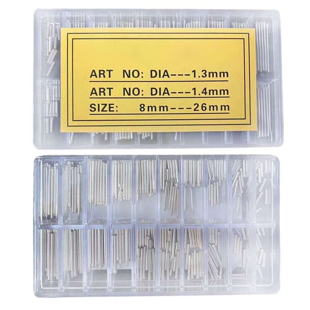 300Pcs 1.3&1.4mm Thick Knurled Watch Spring Bar Assorted 8~26mm Band Link Pin;