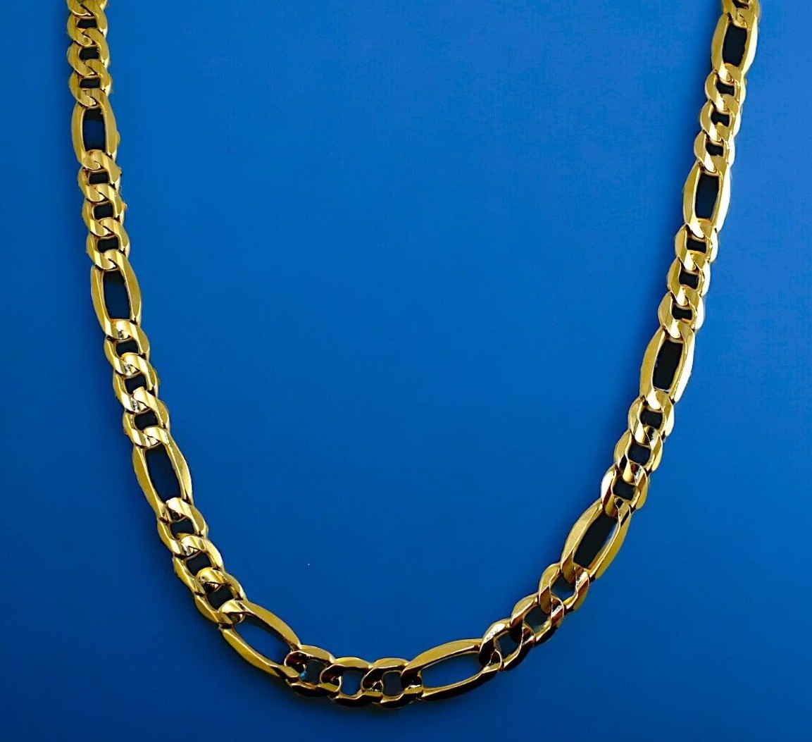 14K Yellow Gold SOLID Figaro Necklace Chain Link Real Gold 1.5mm-12mm 16″-30″