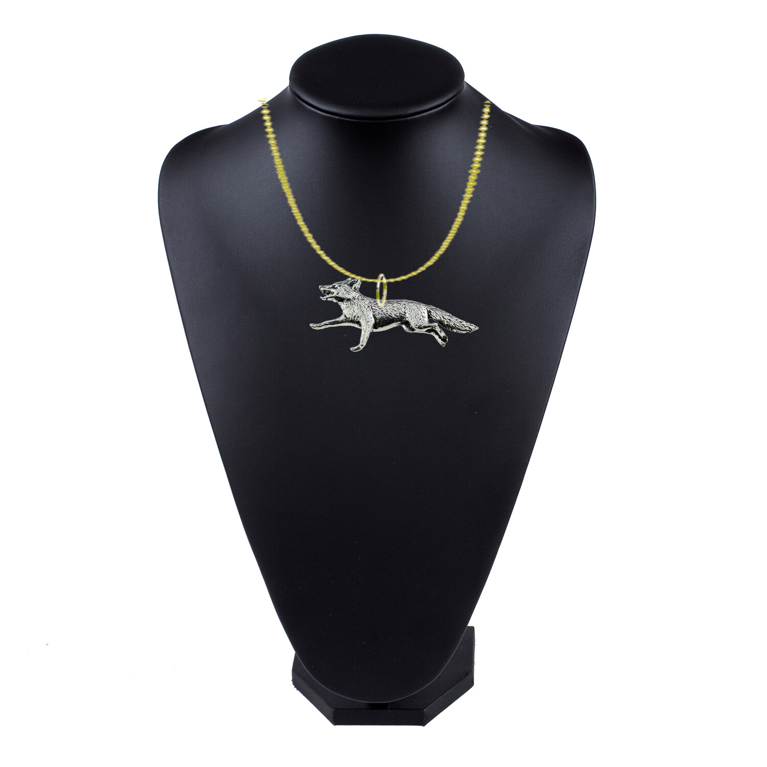 a3 Running Fox on a Antique Bronze or silver necklace size 16 18 20 24 30 inch