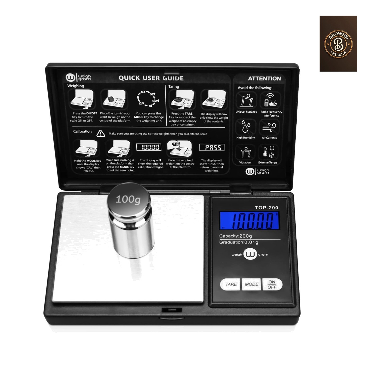 200g Digital Pocket Gram Scale 0.01g Accuracy, 200g x 0.01g Mini Digital Gram…