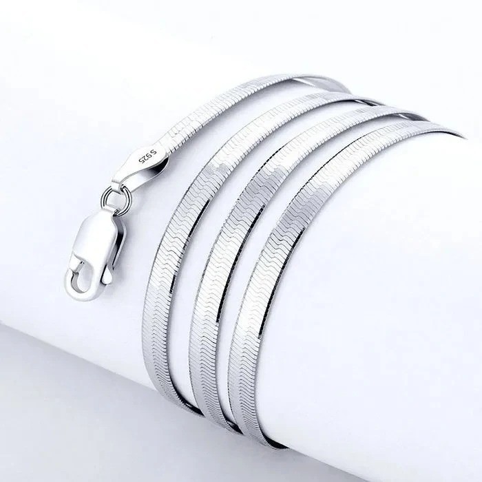 925 Sterling Silver 4MM Blade Chain Necklace Women Men Jewelry Holiday gifts