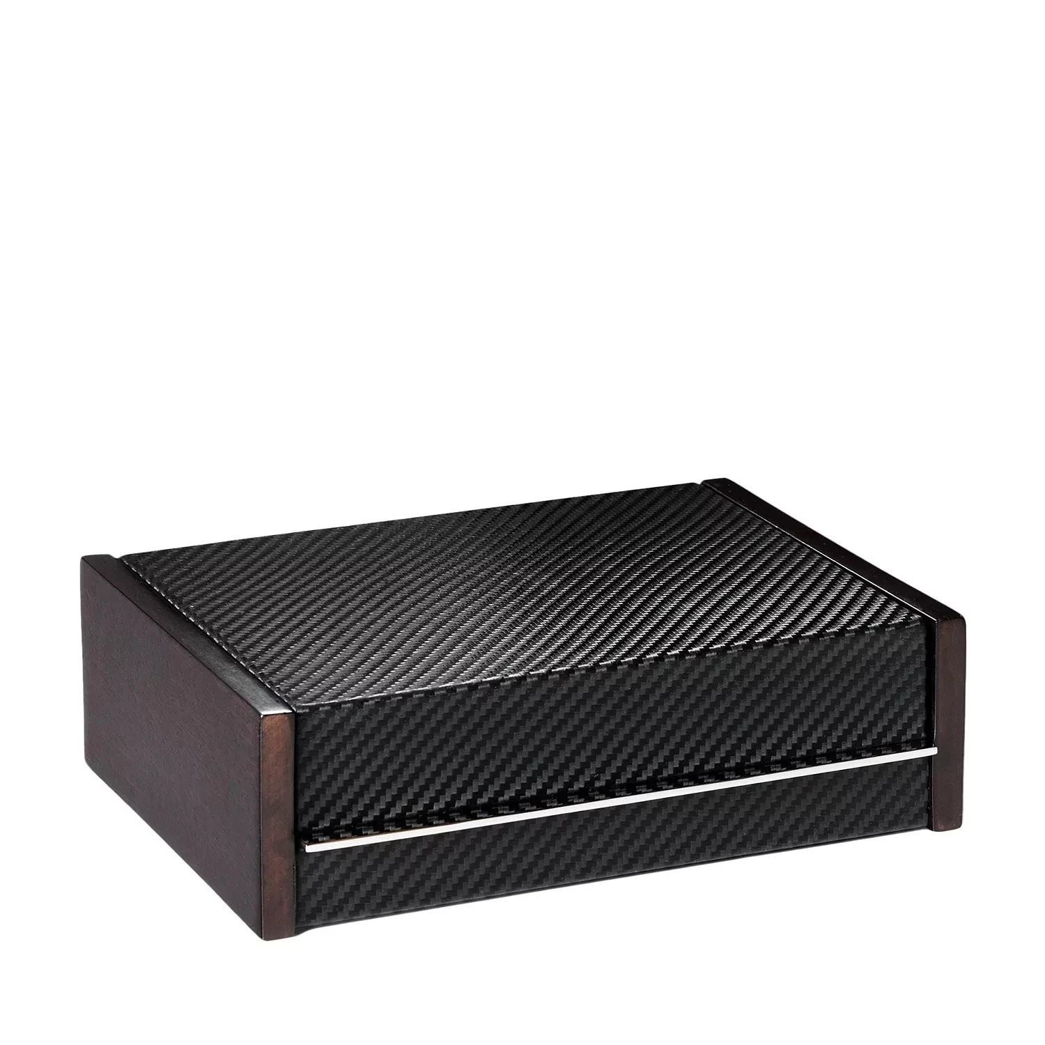 Ralph Lauren Sutton Cuff Link Box Mens OS Black Carbon Fiber Walnut Wood RL Logo
