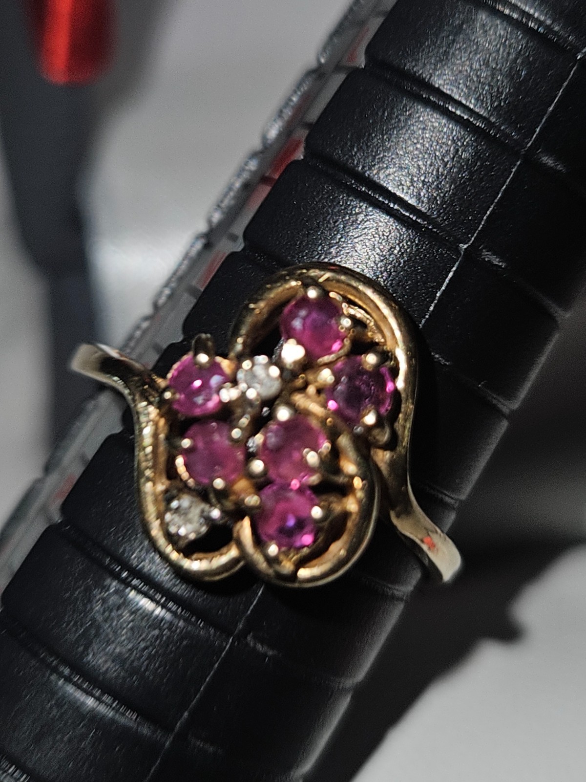 2 CT Round Simulated Pink Ruby Cluster Women Wedding Ring 14K Yellow Gold Plated