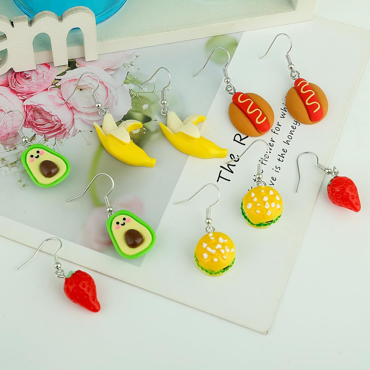 36 Pairs Weird Cute Earrings Fun Cool Mushroom Bear Flower Cat Funky Aesthetic D