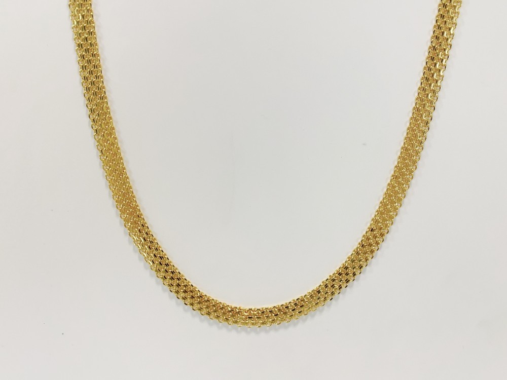 Solid 18K Yellow Gold Bohemian Multi Layer Wide Necklace Chain Gift 8mm 18inch