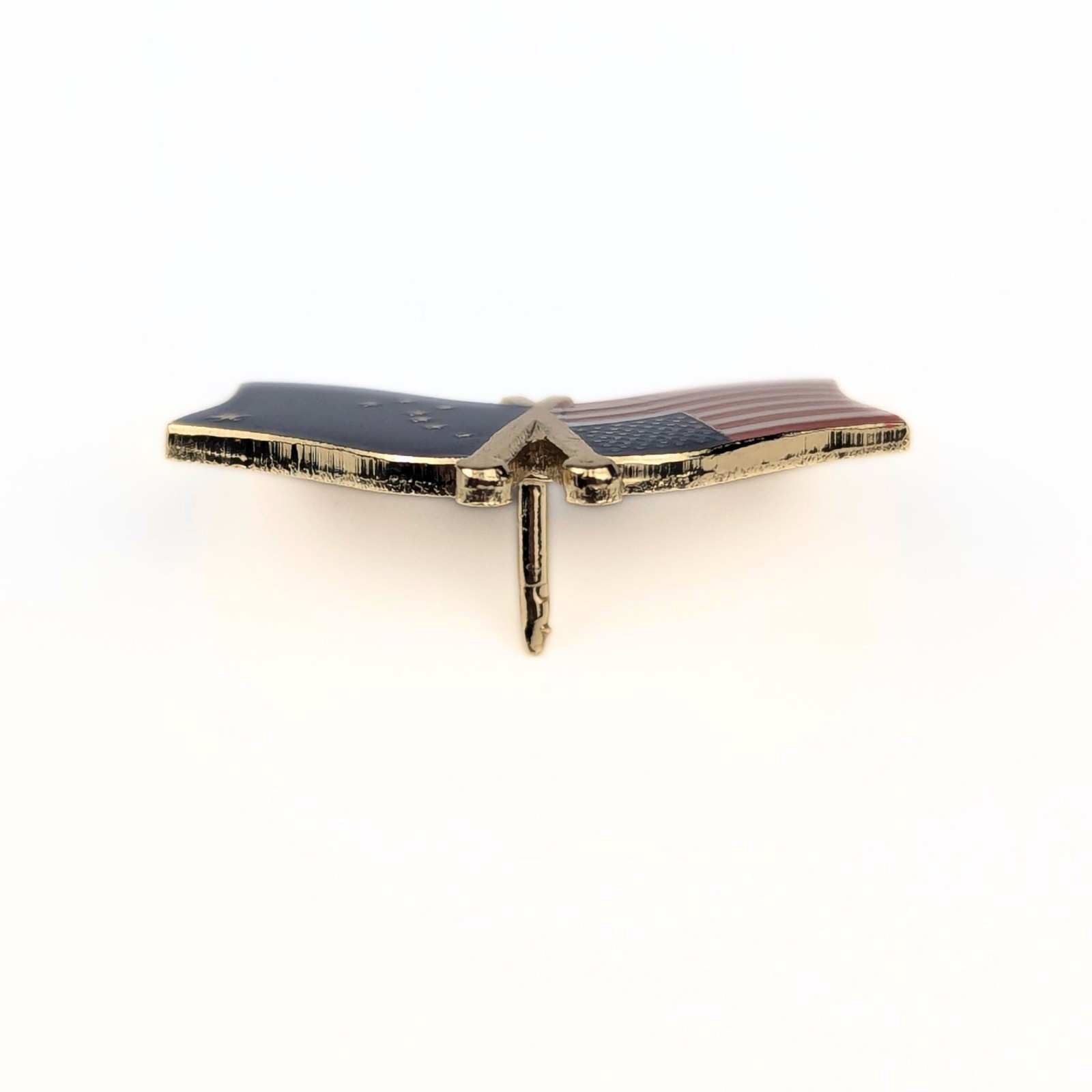 Alaska State Flag / American Flag Lapel Pin; Die-Struck Steel Alloy