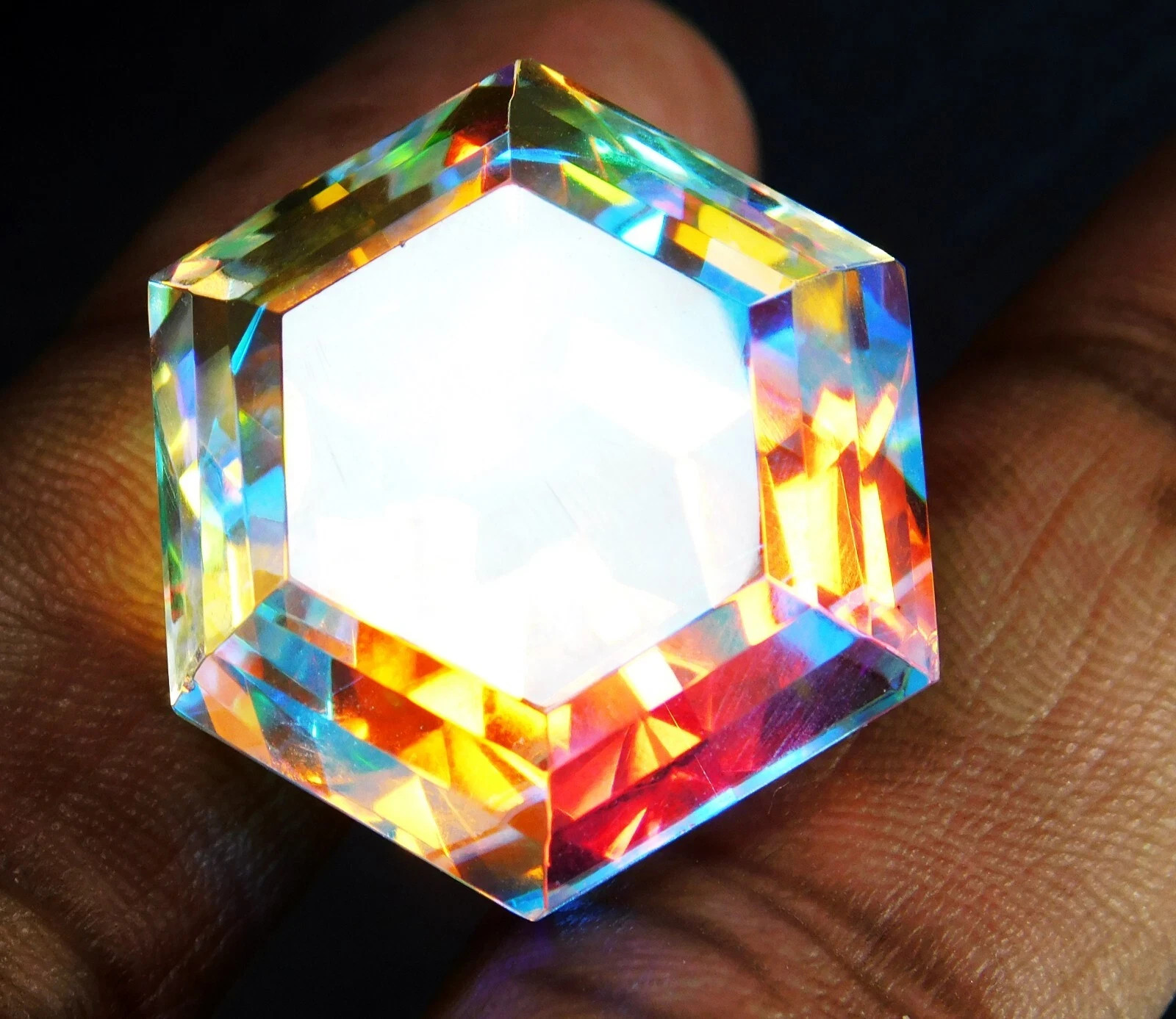 AAA Certified 111.90 Ct Natural Brazillian Mystic Topaz Hexagon Loose Gemstone