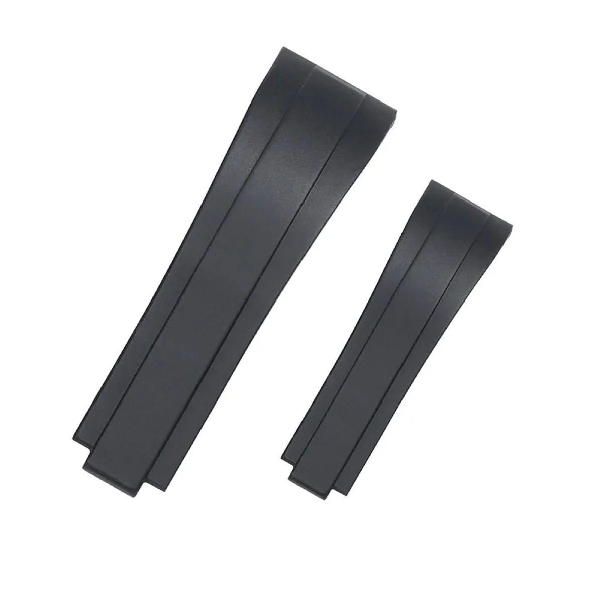 Silicone Rubber Watch Strap Stainless Steel Folding Buckle Black Wristband 20mm