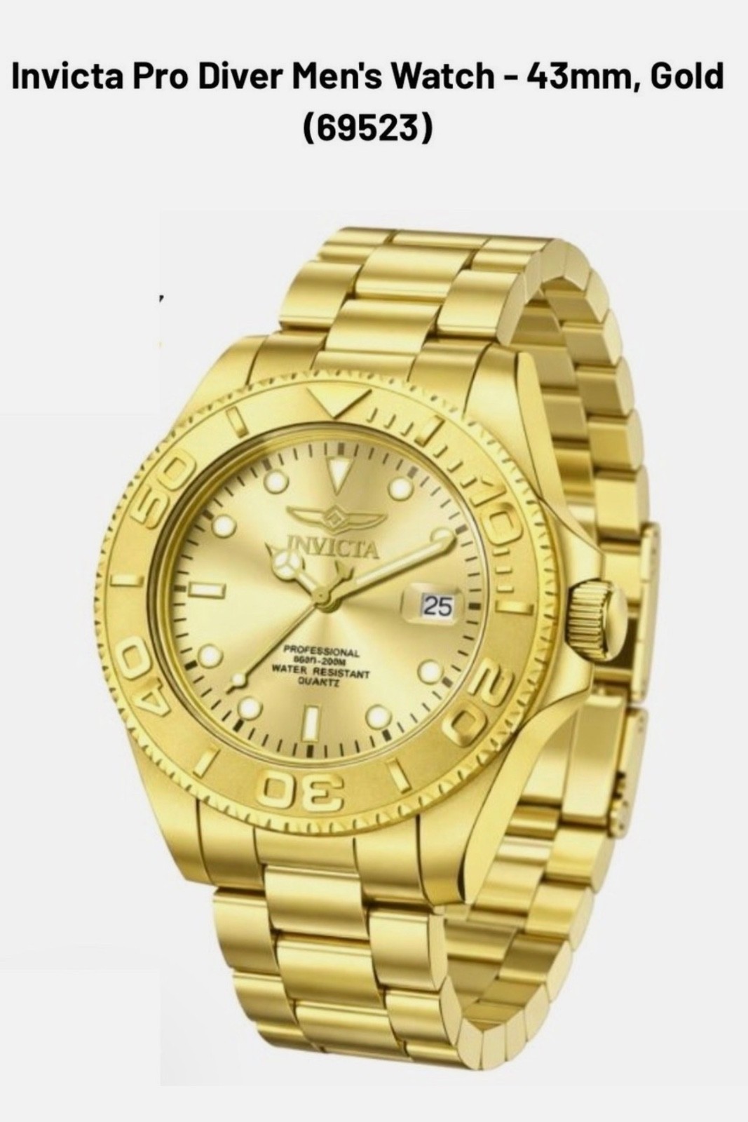 Invicta Pro Diver Aureus Men’s Watch – 43mm, Gold Tone Model #69523