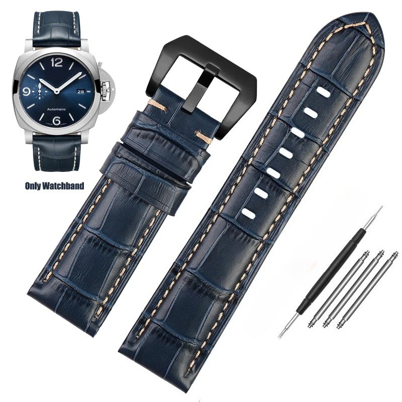 Premium Waterproof Blue Cowhide Leather Watch Band For Panerai PAM688/441/1313