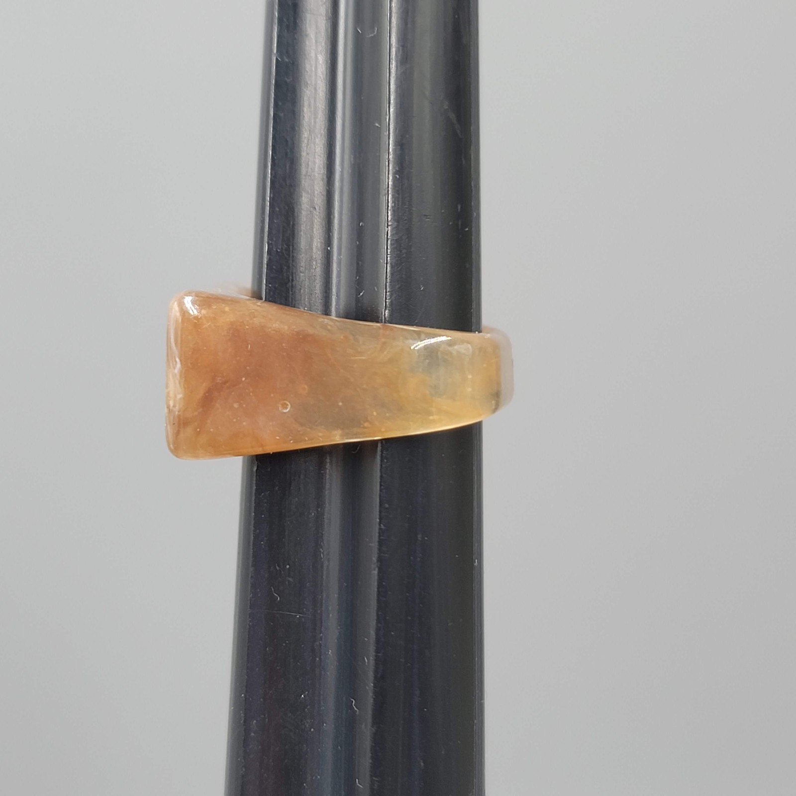 Translucent Marbled Brown Acrylic Resin Fashion Ring Sz 9.25