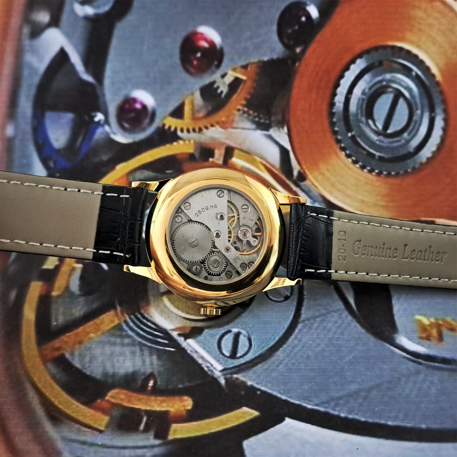 Vintage Watch USSR RAKETA Big Zero Black Dial Wristwatch Mechanism 2609.HA Gold