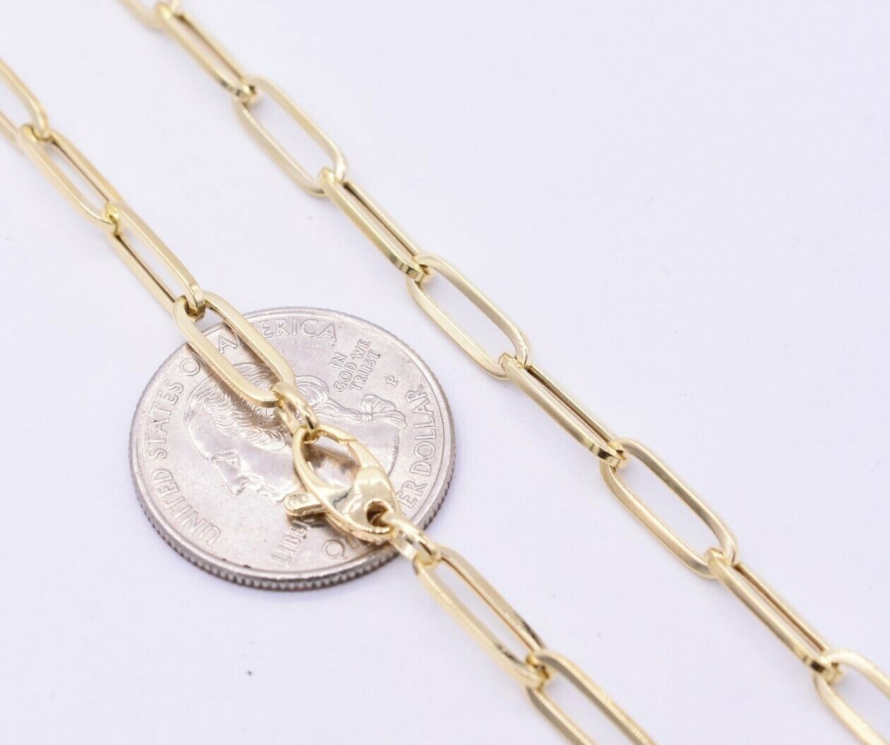 4.4mm Paperclip Long Link Chain Necklace 10K Real Yellow Gold All Sizes