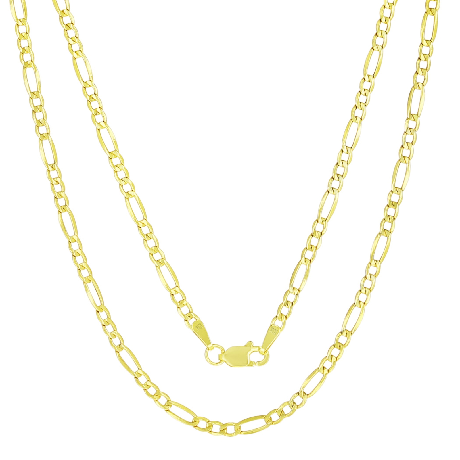 10K Yellow Gold 2.5mm Figaro Italian Chain Link Necklace Mens Women 16″-26″