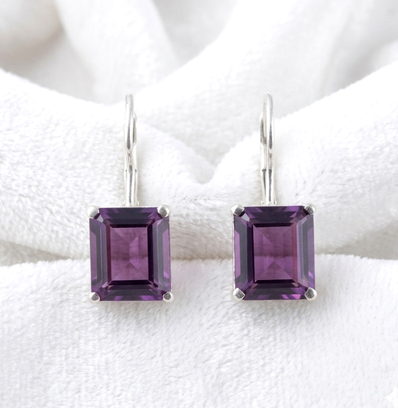 African Amethyst Gemstone 925 Sterling Silver Handmade Jewelry Earrings 1.60″