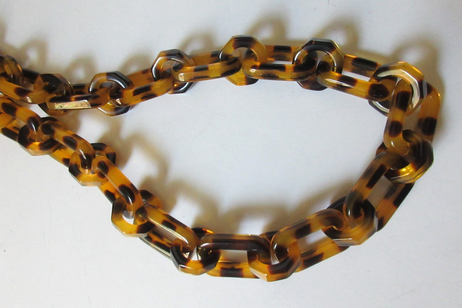 Large Amber Tortoise Shell Acrylic / Resin Linked Necklace – STATEMENT