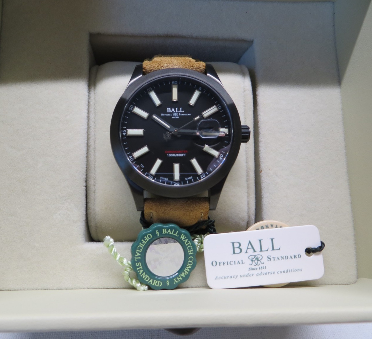 Ball Engineer II Green Berets NM2028C-L4CJ-BK Titanium Automatic Watch B&P XLNT!