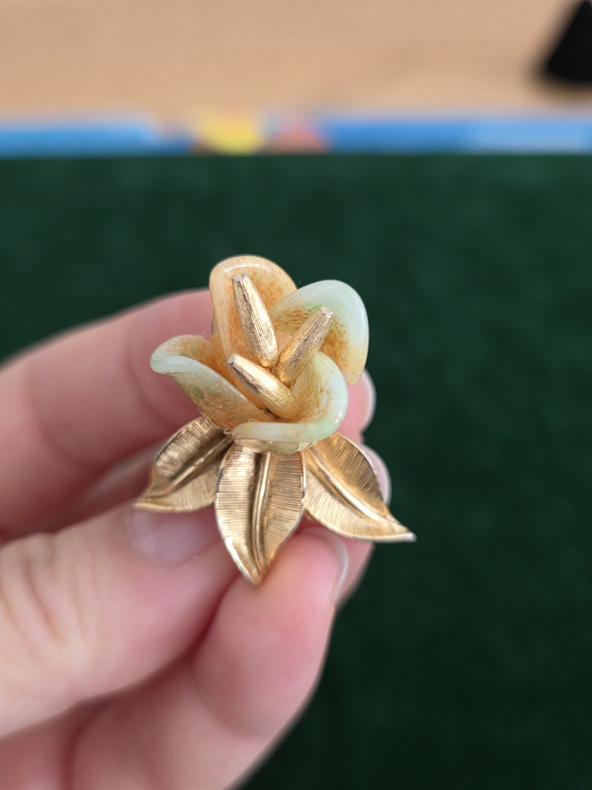 Ultra Rare Boucher Glass Petal Flower Earrings