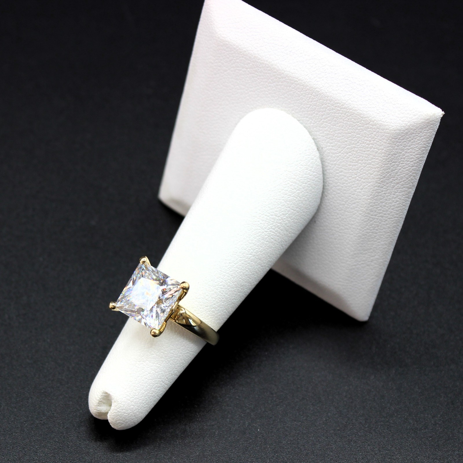 4 Carat Diamond Ring Engagement REAL 14k 6.80gm Man Made Wedding Vacation Size 5