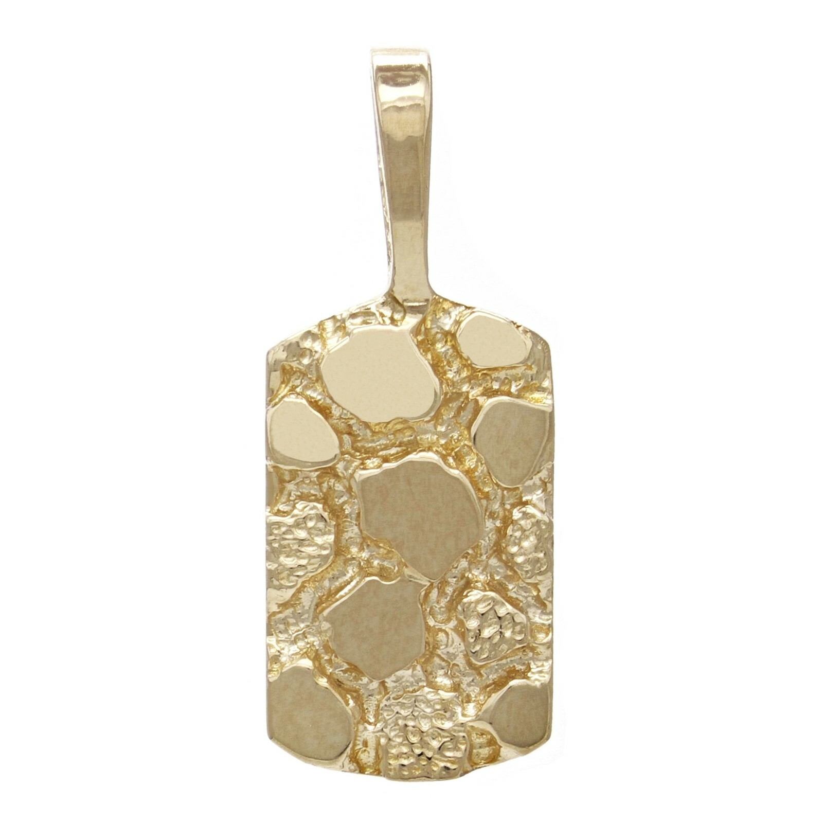 10k Yellow Gold Rectangle Nugget Charm Pendant 24.8mm x 9.7mm 2 grams