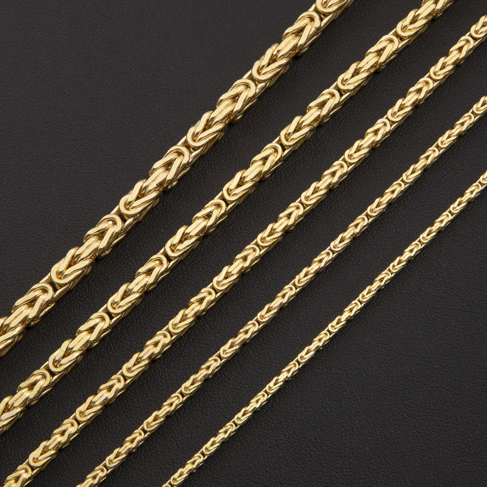 14K Yellow Gold Square Byzantine Link Chain Bracelet All Sizes