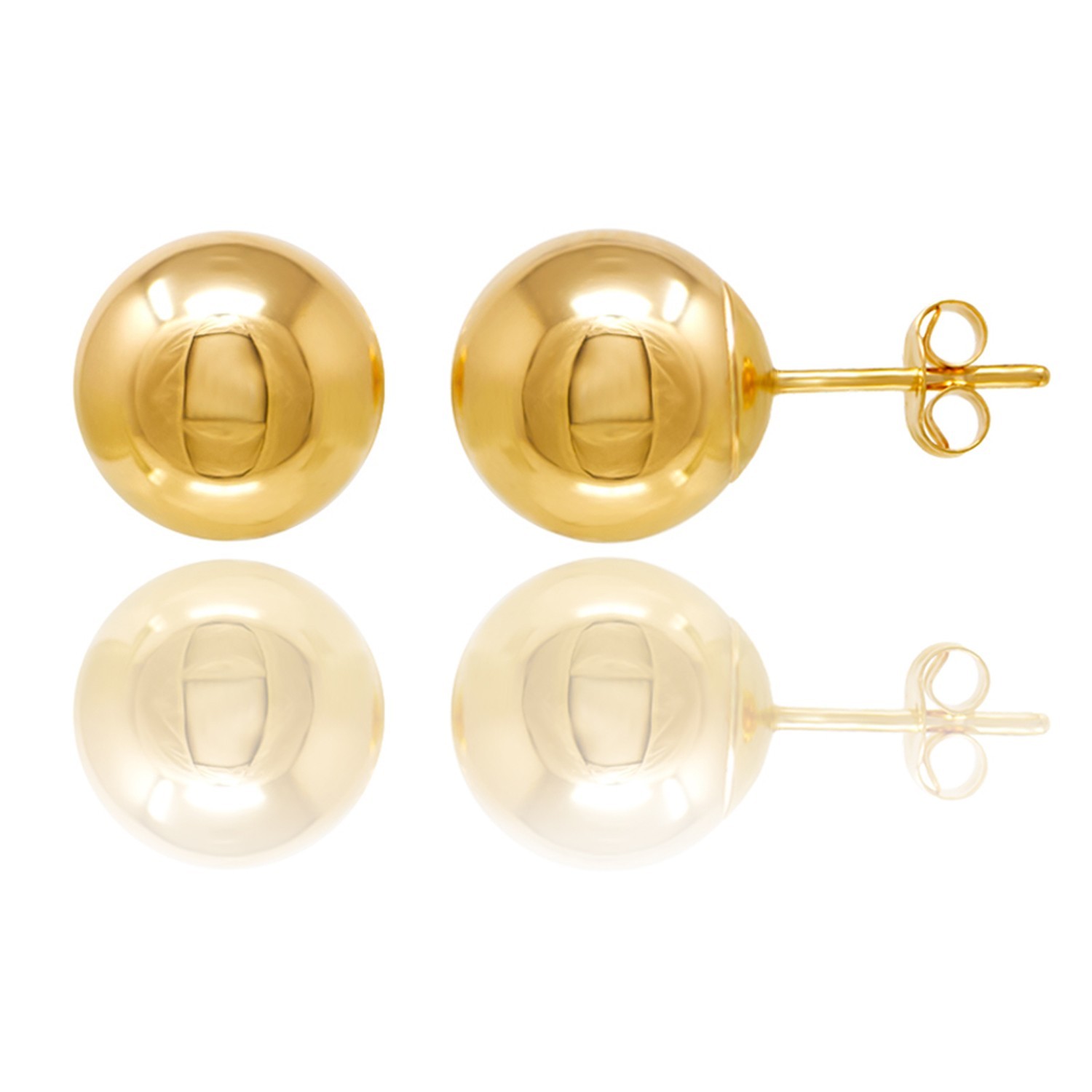 14KT Yellow Gold Ball Stud Earrings 2mm–10mm Butterfly Back