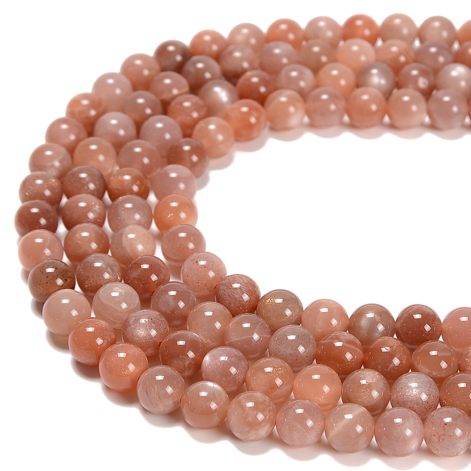 High Grade Peach Moonstone Smooth Round Beads 6mm 8mm 10mm 12mm 15.5″ Strand