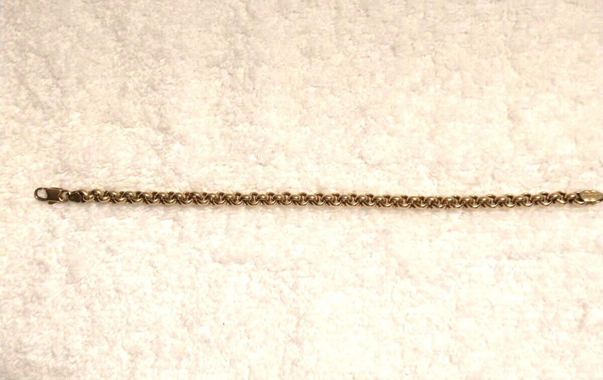 Vintage Italian Unoaerre Solid 18K Yellow Gold Cable Link Chain Bracelet