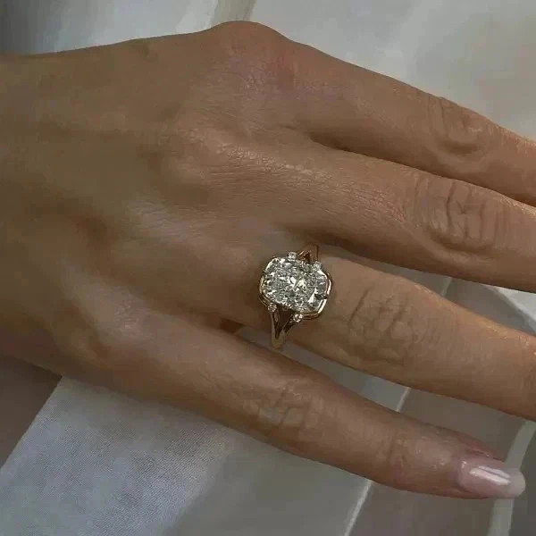 4.00Ct Cushion Cut Lab Created Solitaire Anniversary 14k Yellow Gold Finish Ring