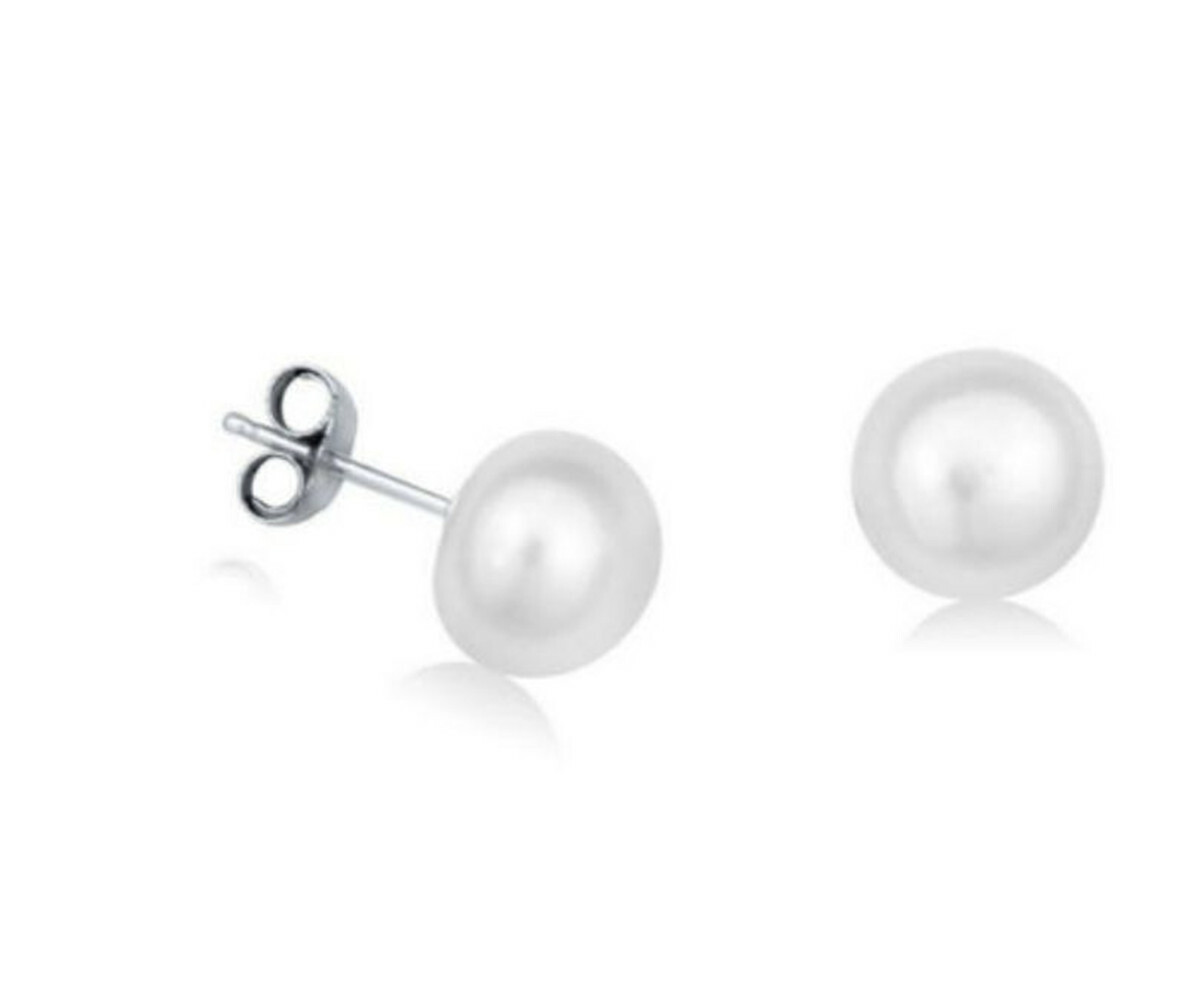 Wholesale Natural White Freshwater Pearl Sterling 925 Silver Stud Earrings