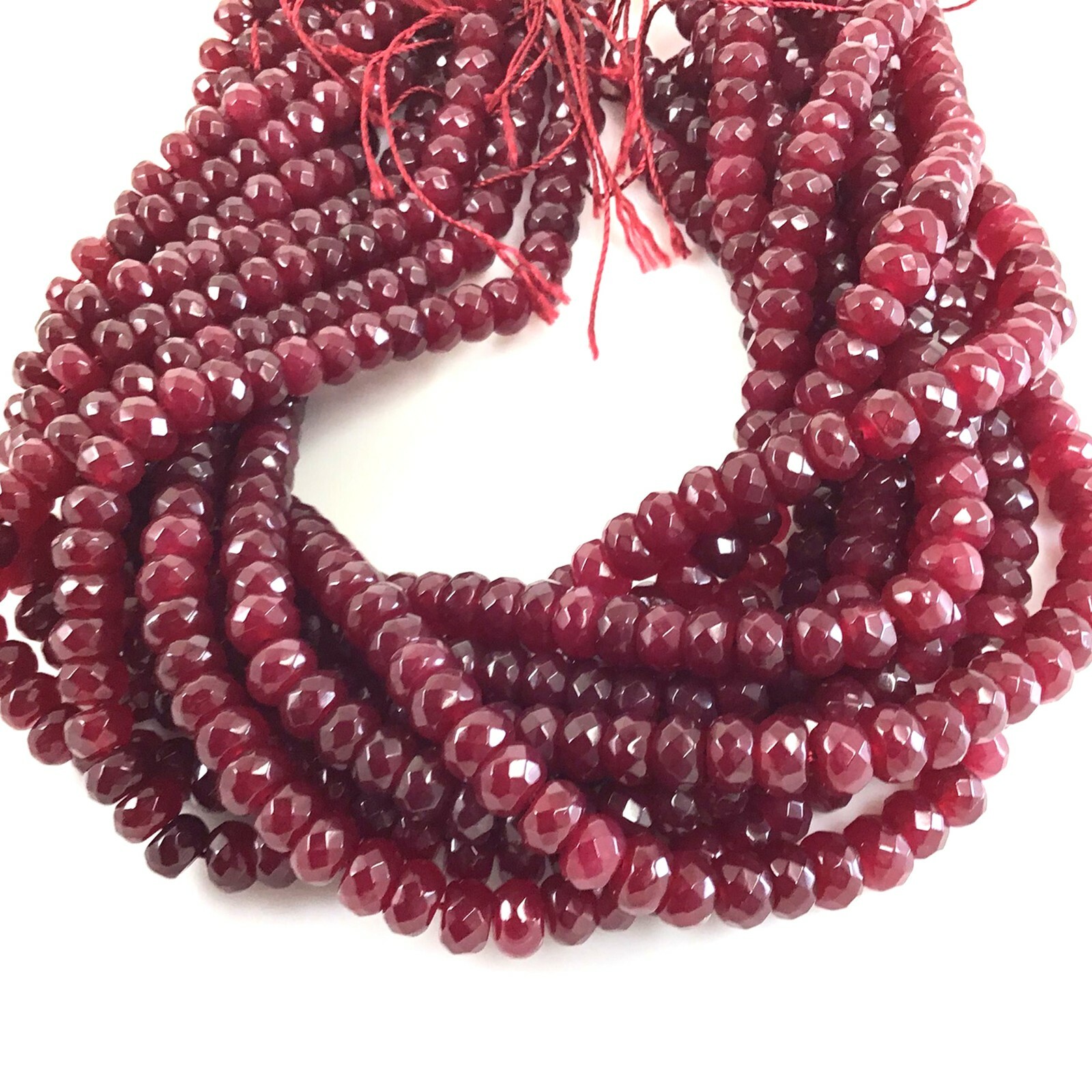 Red Ruby Jade Faceted Rondelle Loose Bead 15″ strand 4mm 6mm 8mm 10mm Jewelry