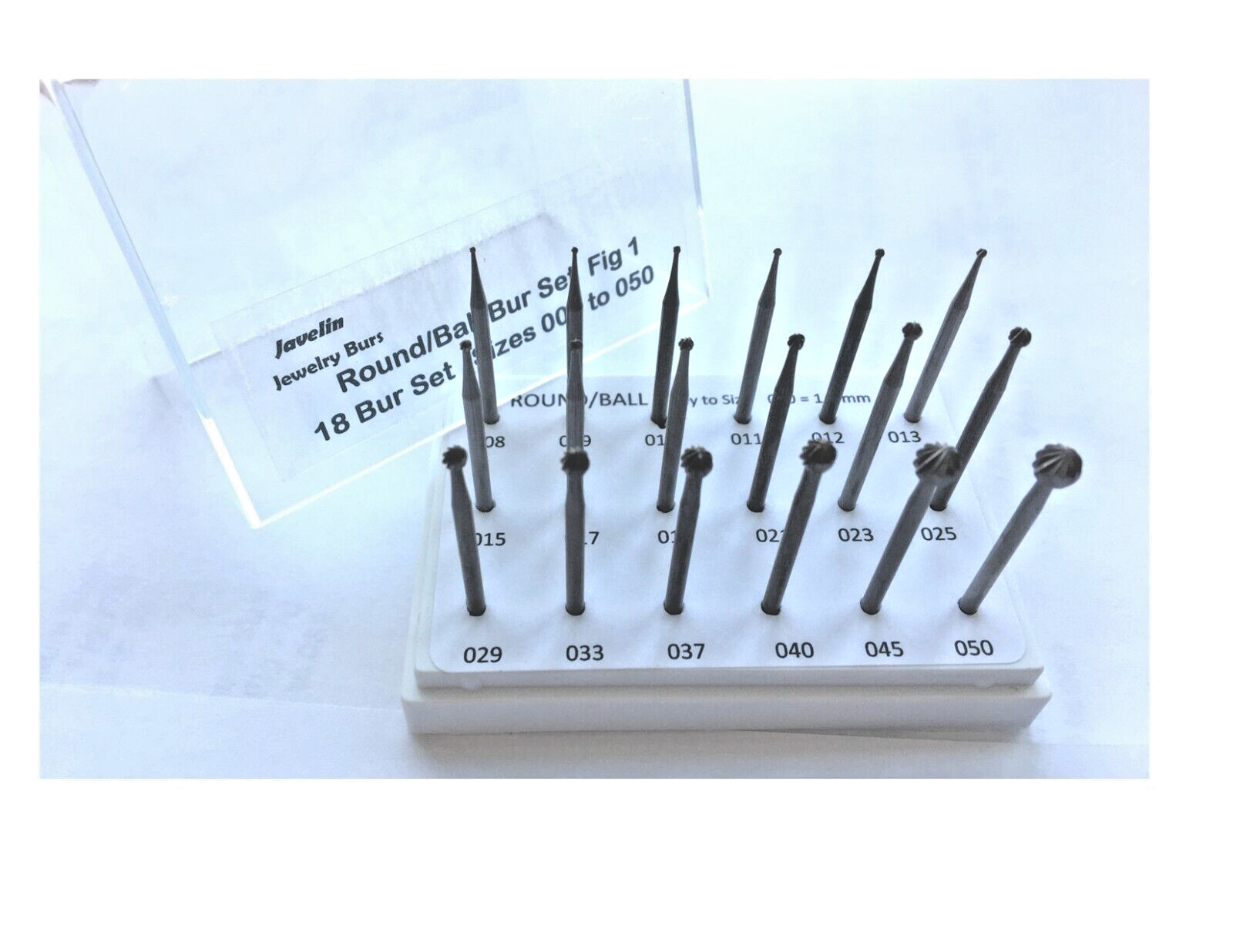 SALE JEWELRY ROUND BUR SET 18 PCS .8 TO 5.0 mm FIG 1 QUALITY BURS FOR JEWELERS