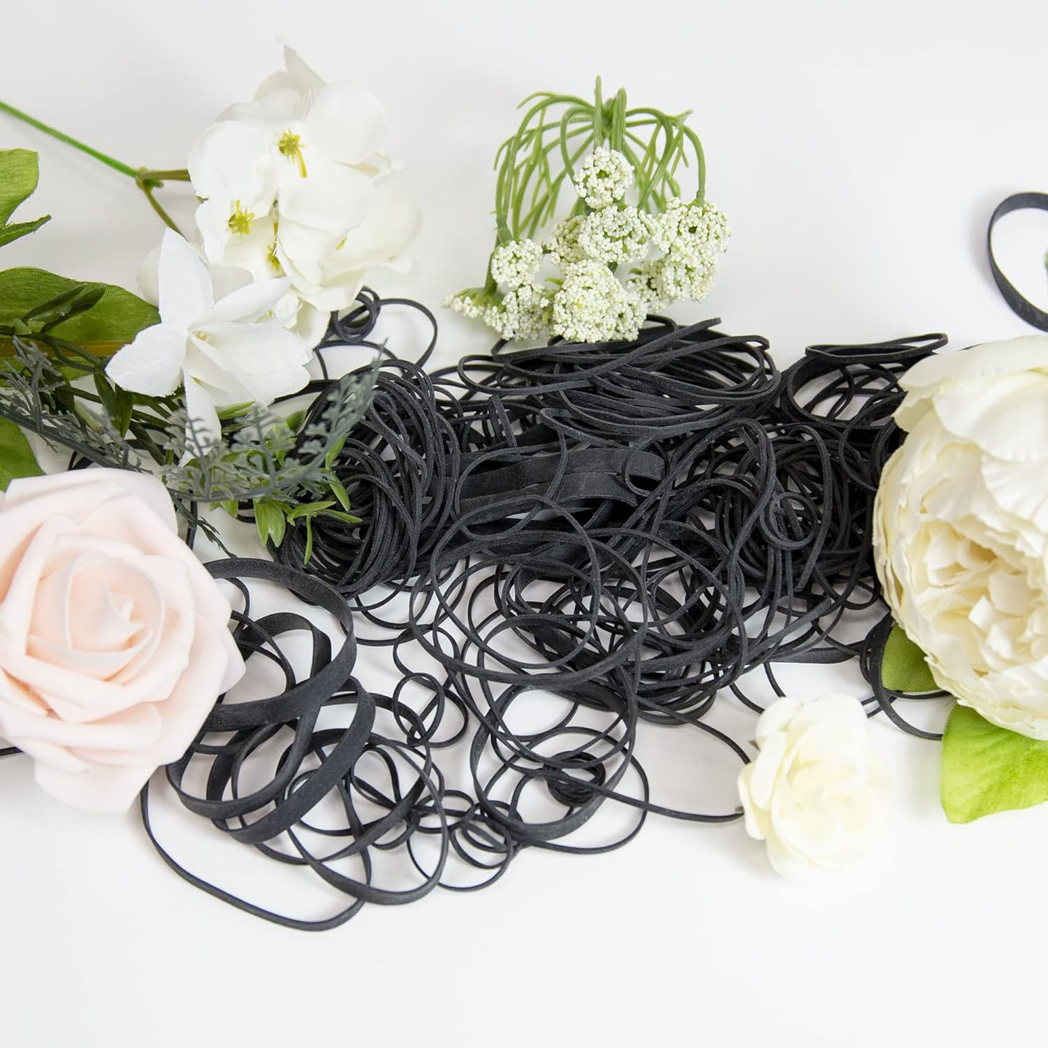 Black Rubber Bands – Assorted Sizes, Heavy Duty Elastic Bands for Money, Office,