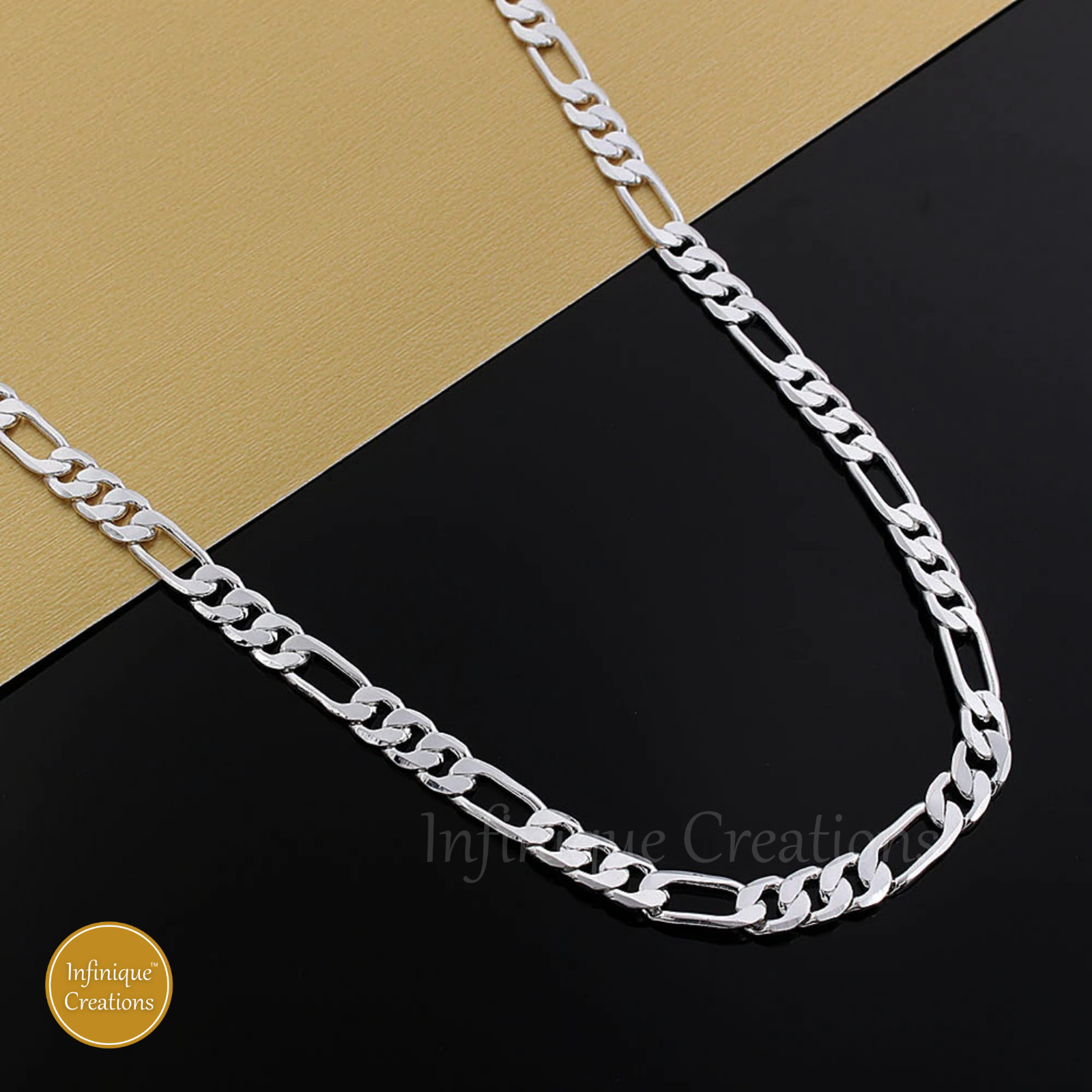 Stainless Steel Silver Figaro Chain Bracelet Necklace Men Women 3mm-12mm 7-38″
