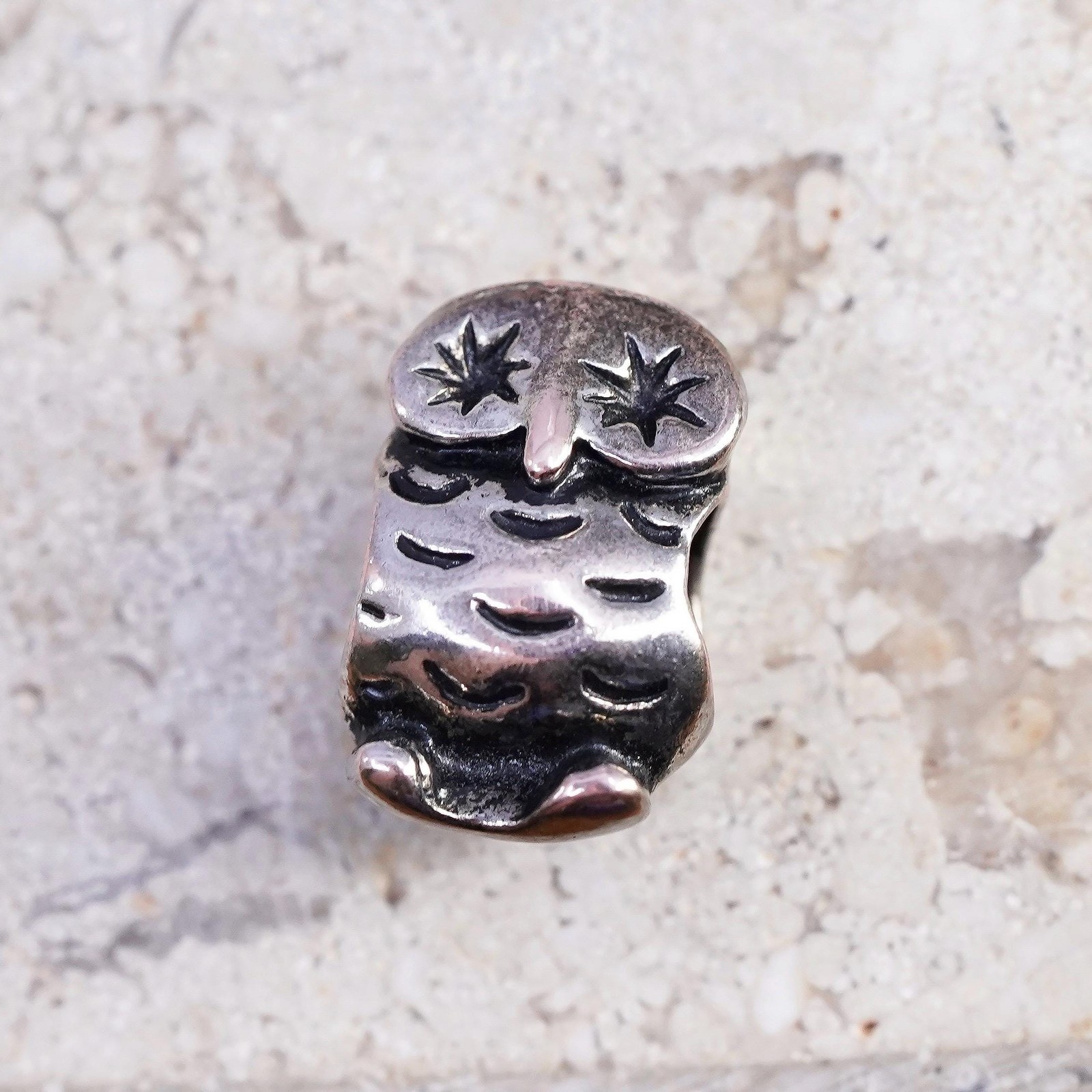 vintage copper owl bead charm, no mark