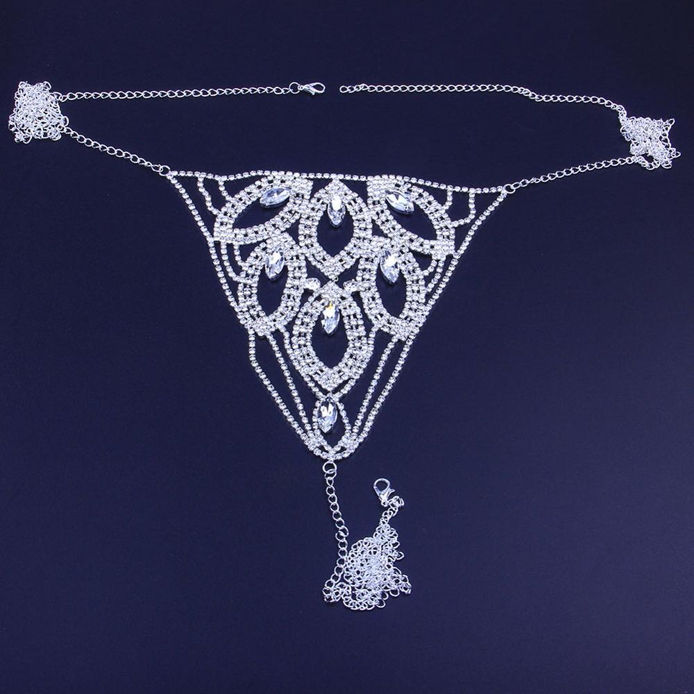Bling Rhinestone Panties Body Chain Crystal Thong Women Bikini Body Jewelry Ling