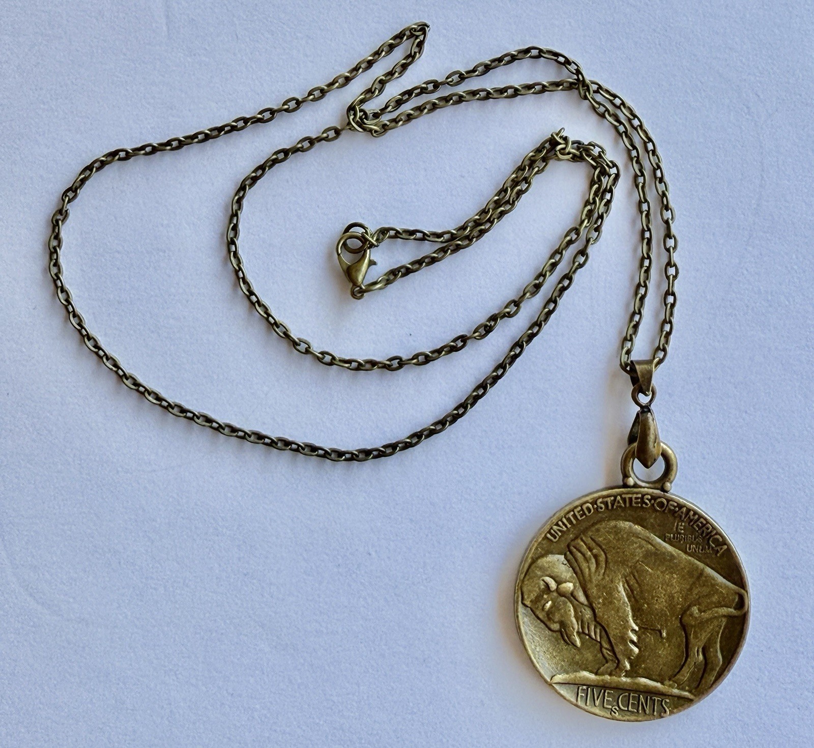Men’s Buffalo Nickel Necklace Indian Head Unisex Replica Variation 1.5 Inches