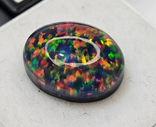 Australian Black Natural Fire Opal 9-10 Ct Oval Cabochon Loose CertifiedGemstone